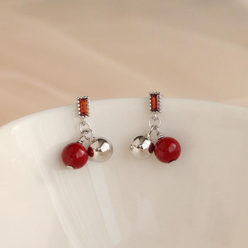 Модные серьги с красной фасолью, винтажные темпераментные красные серьги, ювелирные изделия