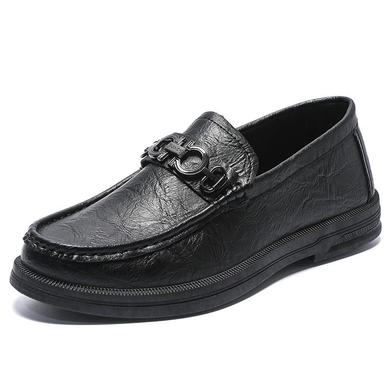 Мужские дышащие повседневные туфли-лоферы с одной педалью в британском стиле, модные шапочки с мягкой подошвой, повседневная кожаная обувь для мужчин