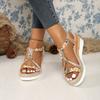 Fashion Fashion T-Strap Platform Sandals for Women New Mix Color Elastic Band Wedge Sandals Woman Summer Daily Open Toe Sandalias Female