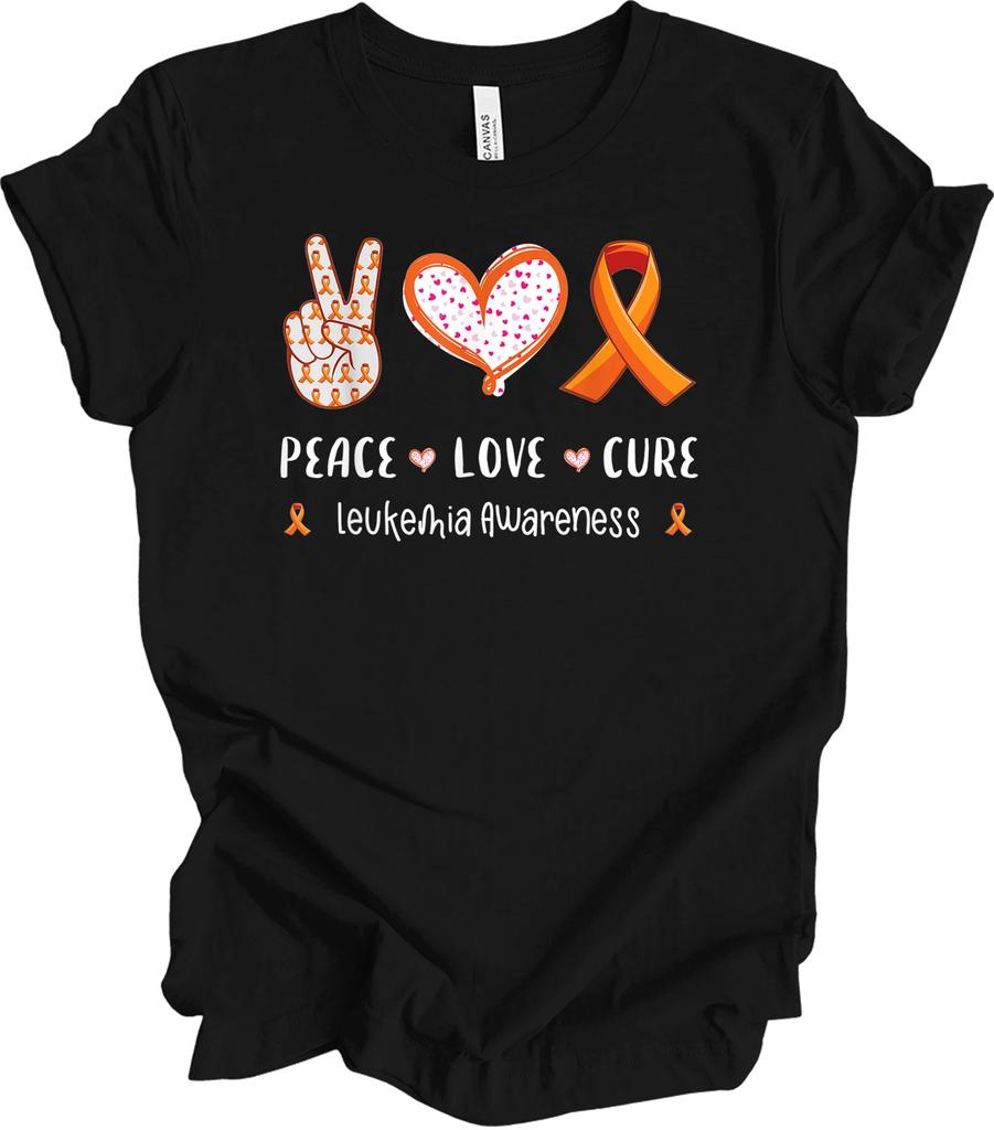 Peace Love Cure Leukemia Awareness T shirt Unisex