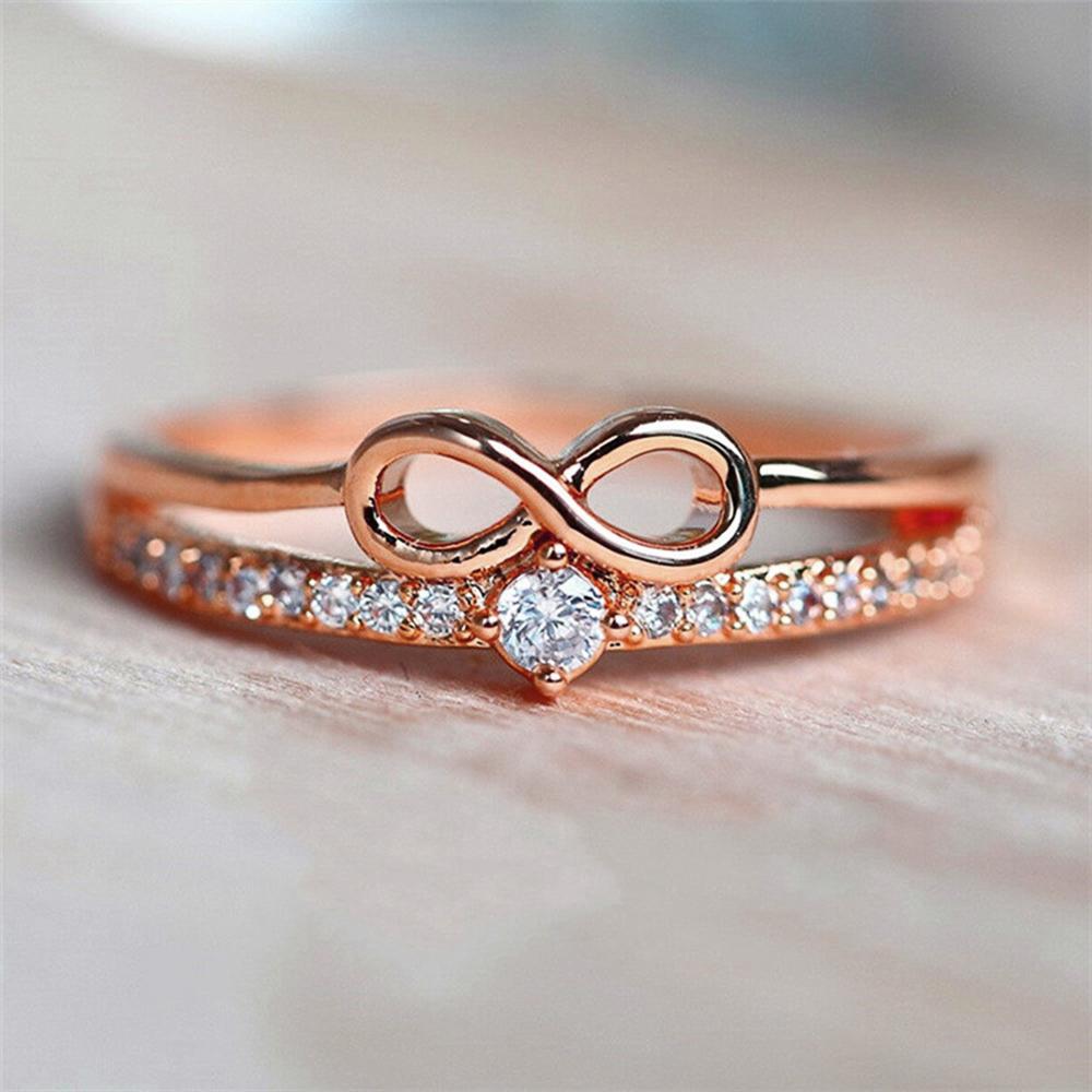 Кольцо Huitan Chic Bow Shape Finger Ring для женщин с кубическим цирконием и знаком бесконечности, модные аксессуары для пальцев, повседневные украшения для вечеринок