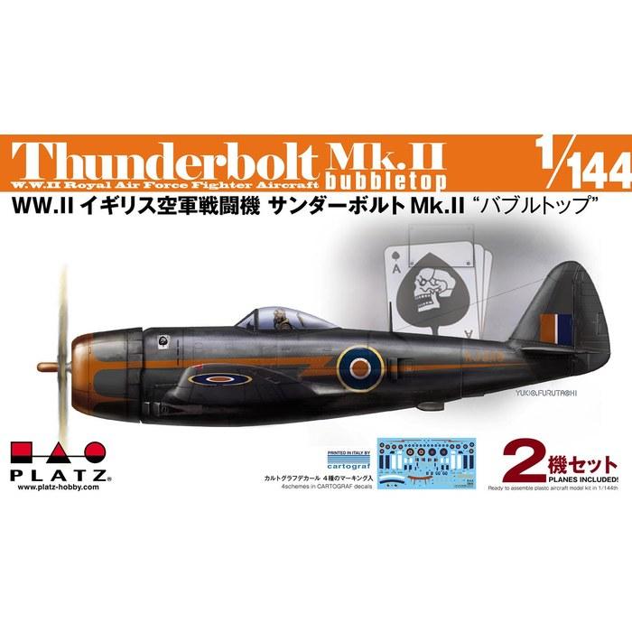 Platz 1/144 WWII British Air Force Fighter Thunderbolt Mk.II Bubbletop 2-Kit Model PDR-25 76mm