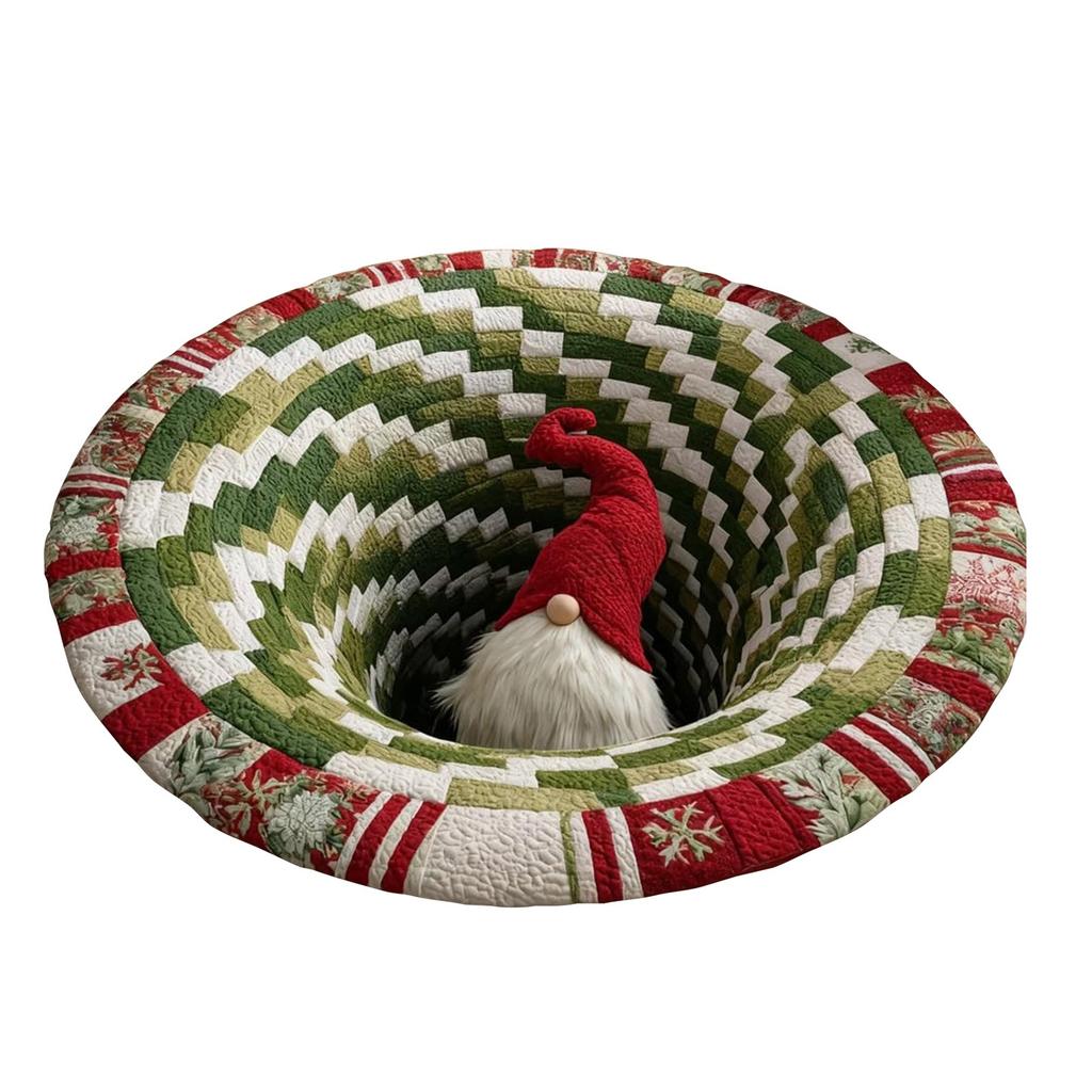 3D Christmas Floor Carpet Funny Visual Illusion Effect Christmas Optical Rug Room Circular Vortex Door Mat Party Decoration