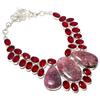Pink Thulite, Onyx Handmade 925 Sterling Silver Jewelry Necklace 18" I6g75
