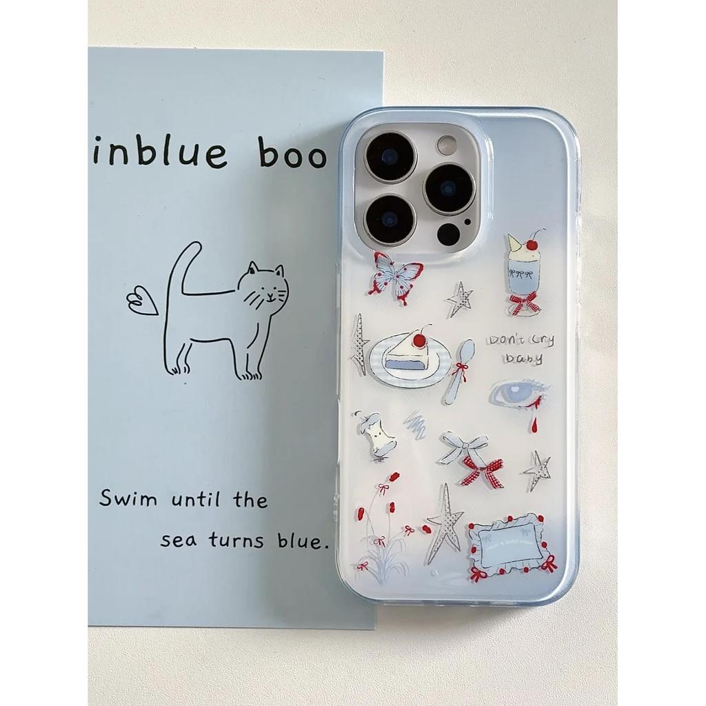 Чехол для мобильного телефона iPhone 15/16 Promax с изображением бабочки в корейском стиле, белый фон Imd13/12