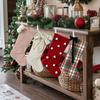 Christmas Stockings With Hanger Bowknot Plush Balls Decor Striped Print Candy Holder