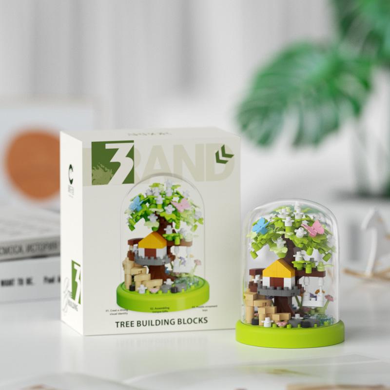 Sakura Treehouse Building Set with Dust Cover - Compatible Toy Blocks Bouquet for Kids, Perfect Arbor Day Gift