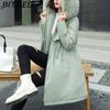 BITCED Winter Women's Mid-Length Cotton Coat with Large Fur Collar and Fleece Lining