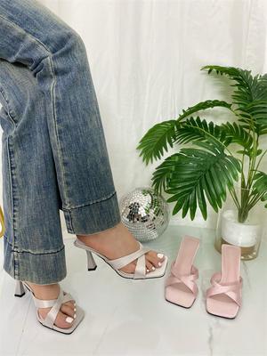 Хорошо выглядит! Прояви темперамент! 2025 новые туфли-лодочки цвета шампанского на шпильке, босоножки с бантом и полупяткой для женщин