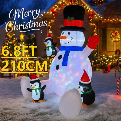 6.8ФТ Рождественский Праздничный Надувной Декор для Двора Светодиодный Снеговик Пингвины Рождественский Уличный Домашний Декор Украшение Праздничная Игрушка Подарок Принадлежности