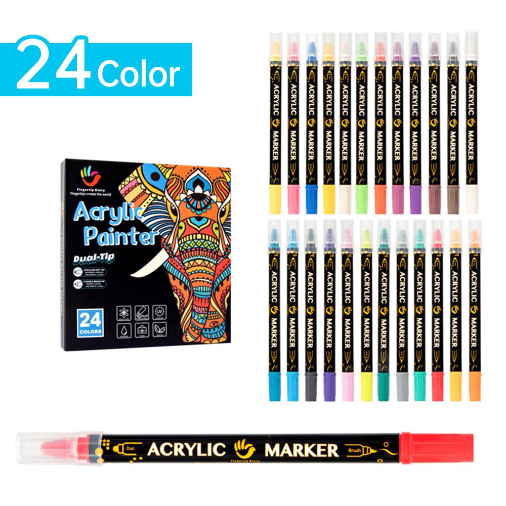 36-Pack  Acrylic Paint Markers Vibrant Color Assortment Dual-Tip Quick Dry Non Toxic for Kids Adult