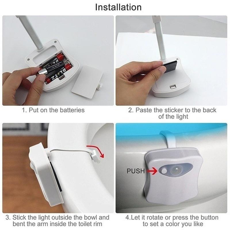 8/16 цветов датчик движения человека светильник для туалета ванная комната ночник украшение для домашней безопасности