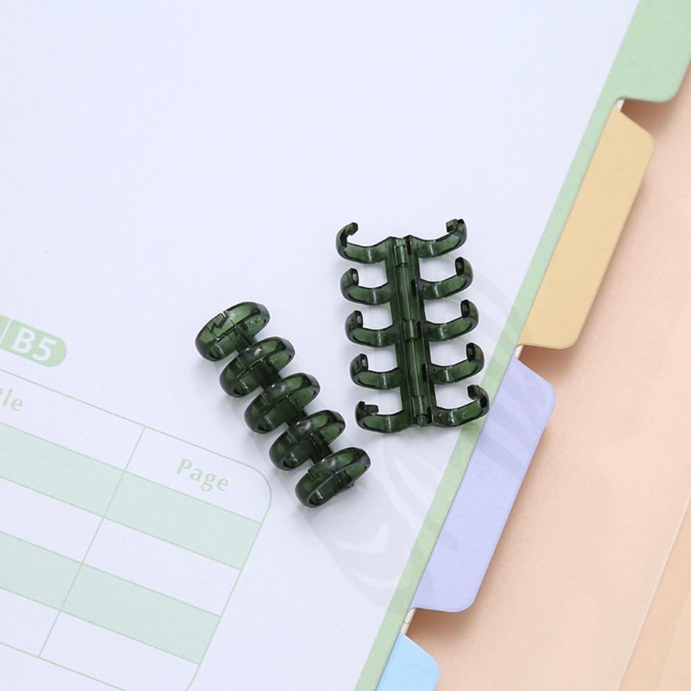 10pcs Stationery 5 Ring Plastic Loose Leaf Clip 5 Holes Spring Spiral Rings Binder School Supplies