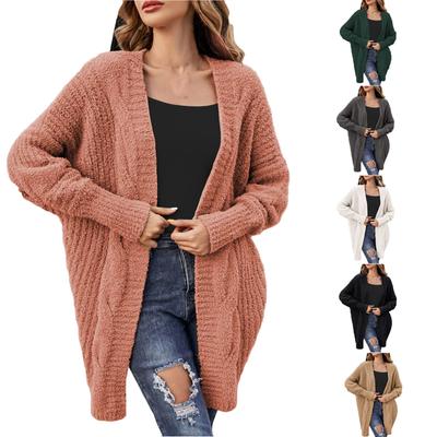 Женский однотонный вязаный кардиган с v-образным вырезом, свободный ленивый свитер, куртка
