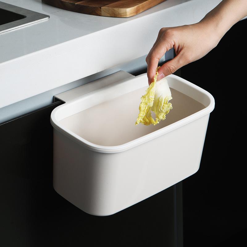 Wall-Mounted Cabinet Door Trash Can: Punch-Free Hanging Wastebasket for Kitchen or Dorm