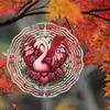 Three Dimensional Mandala Wind Chime with Love Swan Pattern Metal Windmill Dynamic Sculpture for Garden Courtyard Hanging Decoration