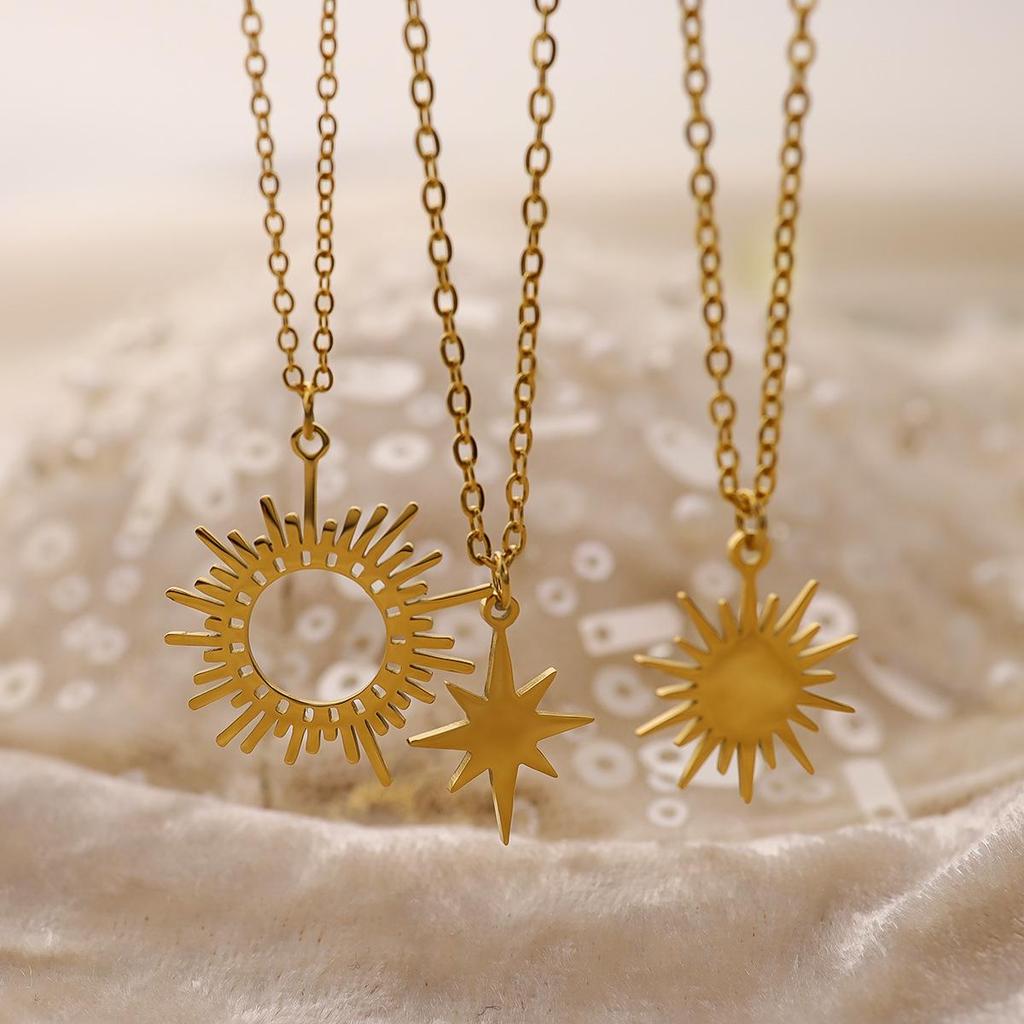 Европейско-американское ожерелье на ключицу в виде шестиконечной звезды, нержавеющая сталь цвета 18-каратного золота