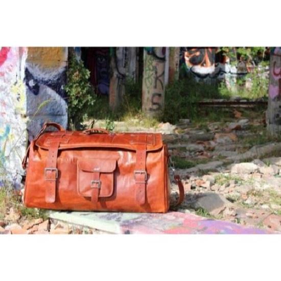 Сумка Travel Overnight унисекс коричневая из козьей кожи Sports Weekender Duffle прочная сумка
