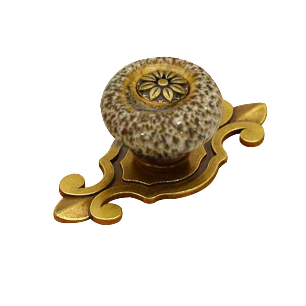 Винтажная керамическая ручка с одним отверстием в этническом стиле, античная бронзовая ручка-цветок, керамические ручки для ящиков, мебель