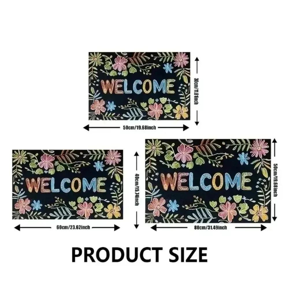 Cartoon Plant Carpet Mat Rug Mushroom Pumpkin Design with Welcome Text Non-slip Home Decoration Floor Mat Welcome Mat Door Mat