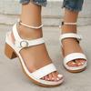Модные босоножки на толстом каблуке с одним ремешком для женщин, легкие сандалии с пряжкой на щиколотке из искусственной кожи, женские сандалии большого размера, летние сандалии Mujer