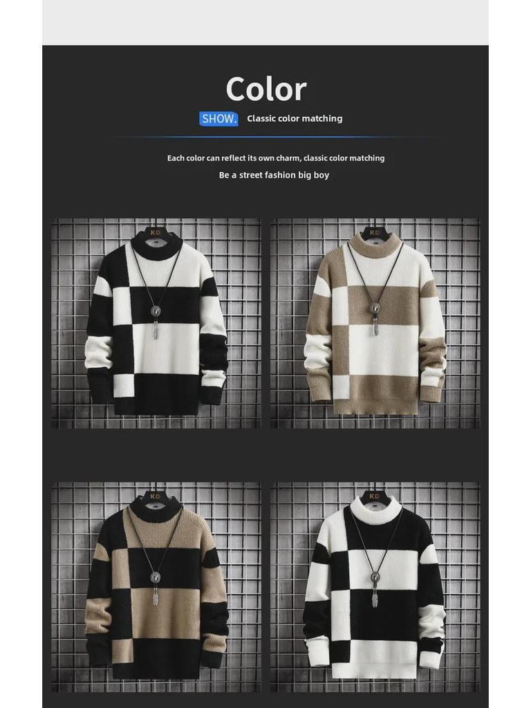 Мужской модный свитер с круглым вырезом осень/зима 2024 года — модный дизайн с элементами трансграничного дизайна