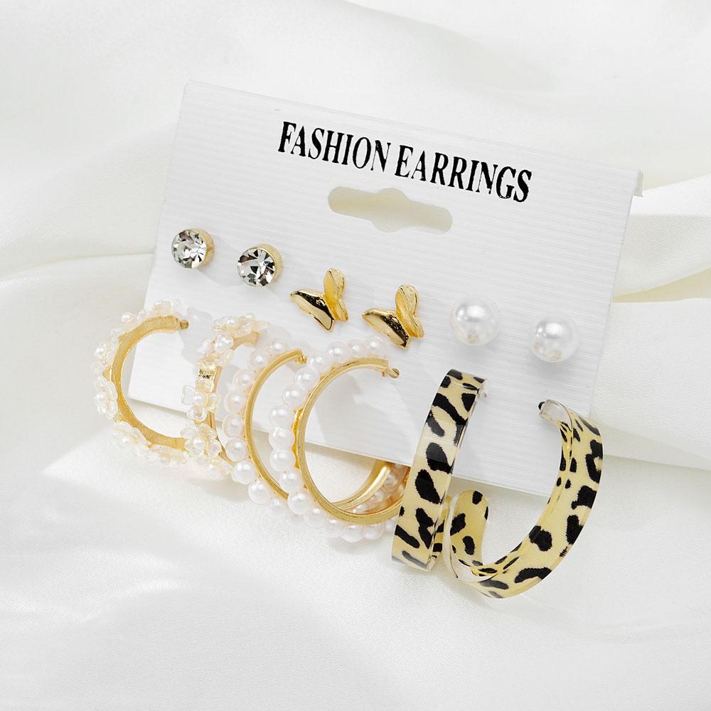 Бохо Металлические Акриловые Геометрические Серьги Набор Серьги-гвоздики Серьги-кольца Модные Ювелирные Изделия Для Женщин