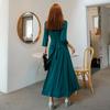 Элегантное вечернее платье с v-образным вырезом и высокой талией, женское длинное платье трапециевидной формы с бантом и поясом, винтажное 2021, сексуальное однотонное платье миди, женское платье Vestidos 13020