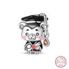S925 Silver Pumpkin Cat Playing Card Graduation Bear Ring Seahorse 3mm Charms Beads Design DIY Fine Jewelry