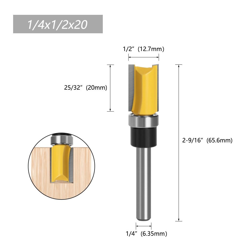 Straight Tooth Trim Router Bit 6.35m Shank Drill Bit New Slotting Cutter Woodworking Tool