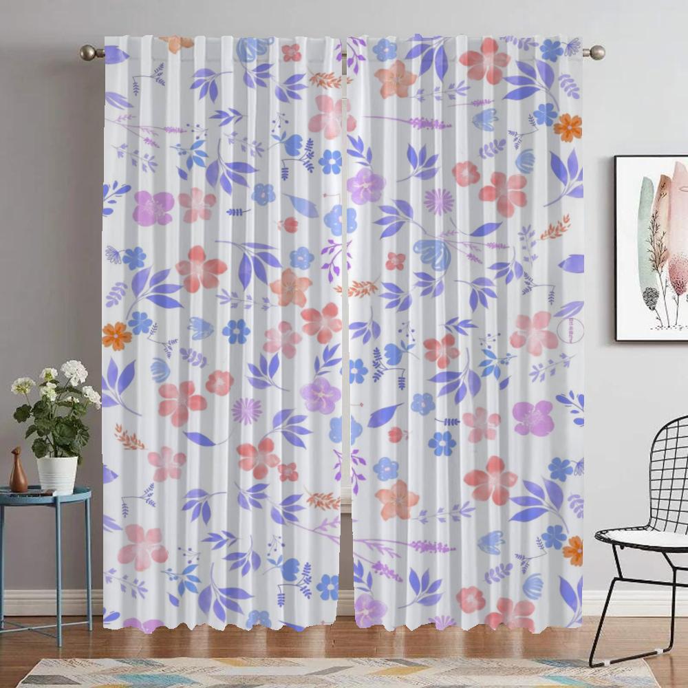 Цветочные элегантные шторы для комнаты, занавески для окна камеры, занавески для домашнего интерьера, 2 шт., абажуры, украшение на Хэллоуин, перегородка