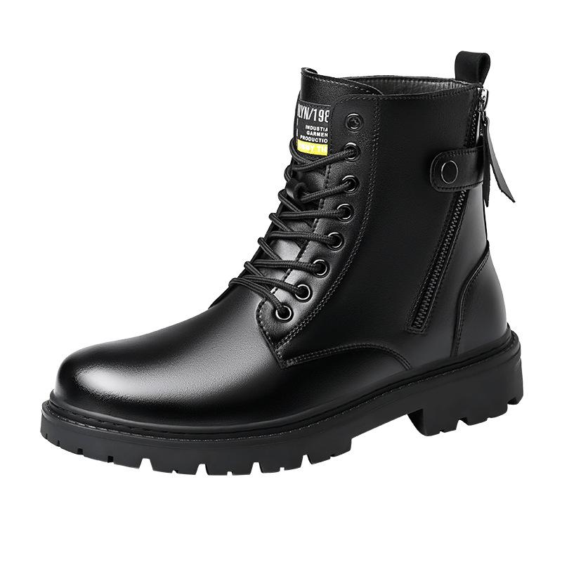 Мужские ботинки мартин Мужские ботинки-локомотивы в британском стиле с высоким верхом Зимние бархатные рыцарские ботинки средней высоты из кожи 2025