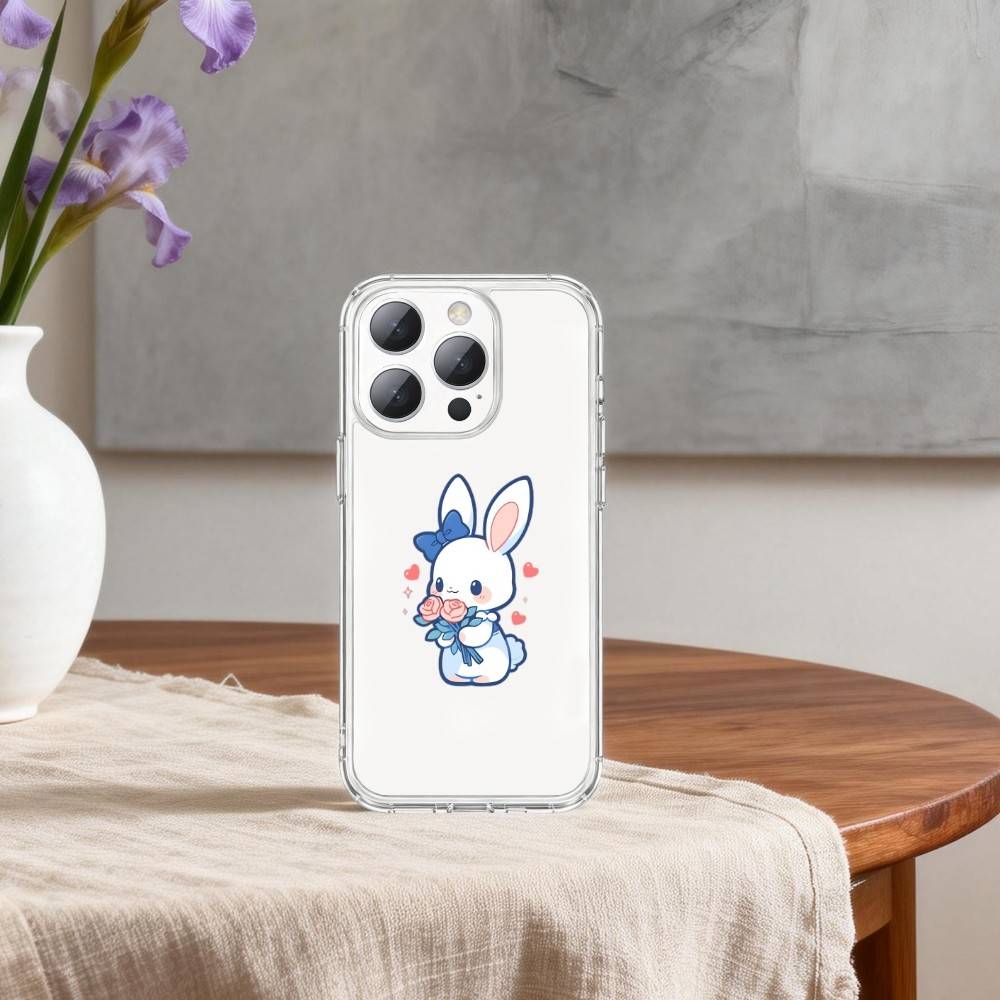 Милый Кролик Детеныши Кроликов Чехол для Телефона Для iPhone 17 16 15 14 13 12 11 Mini Pro Max Plus Прозрачный Чехол