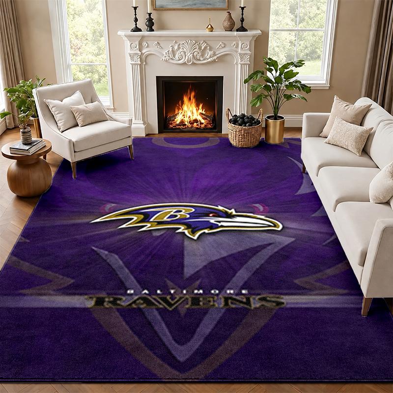 Baltimore Ravens Carpet Door Mat for Living Room or Bedroom Protective Mat Under Chair Office Decoration Christmas Gift Birthday Present