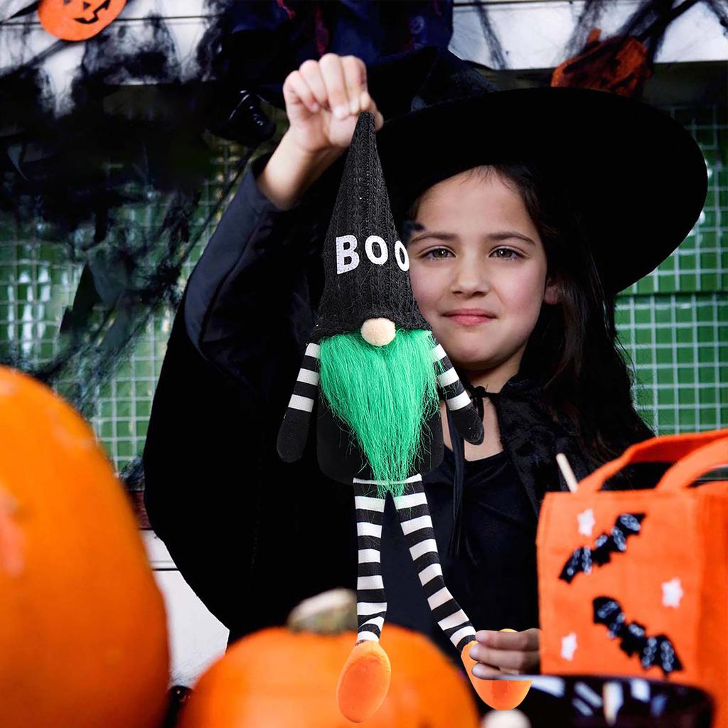 Halloween Decoration Long Legs Faceless Doll Black Witch Cloak Hat