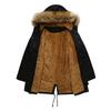 Womens Fleece Lined Hooded Cotton Coat With Faux Fur Collar Plus Size Winter Warm Loose Fit