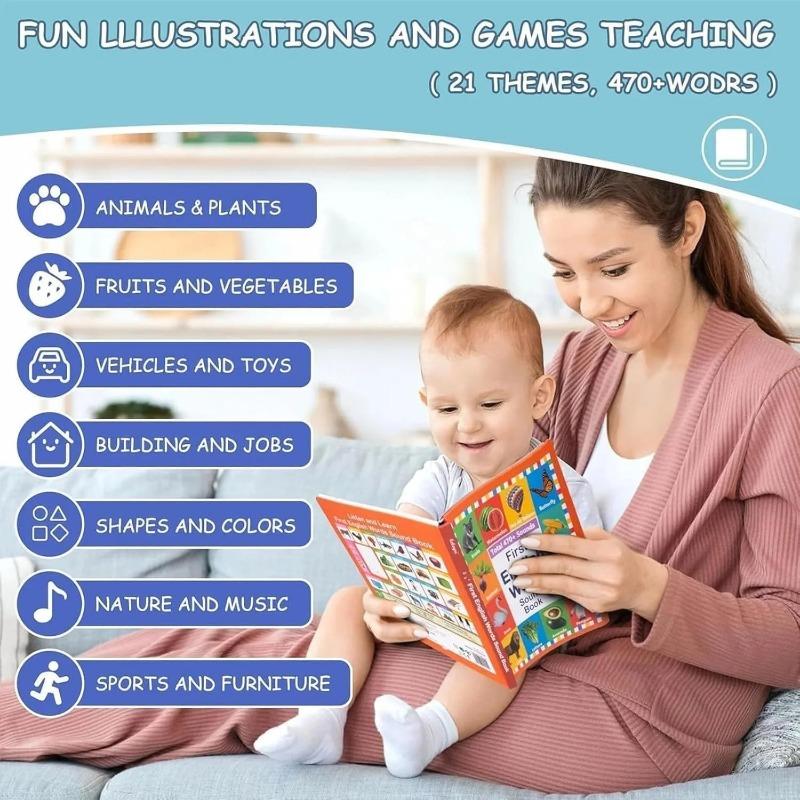 First English Words Sound Book, My First English Sound Toy,470+ Words, 21 Themes, Speak and Spell, Fun Word Game for Educational Language