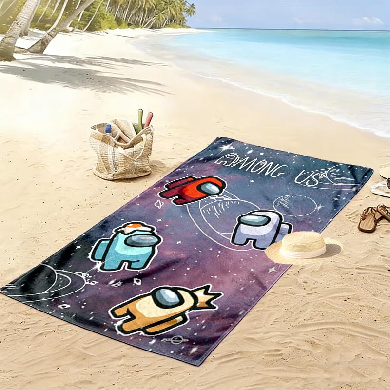 Among Us Print Beach Towel, Large Soft Quick Dry Towel for Beach Camping Swimming