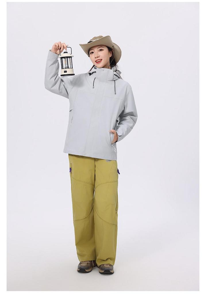 Wanbo Long Outdoor 3-in-1 Jacket with Detachable Down Liner, Unisex Windproof & Waterproof Mountaineering Wear.