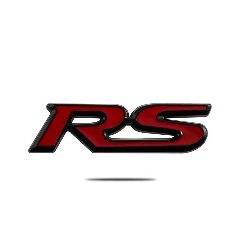 3D Metal RS Logo Emblem Rear Fender Trunk Badge Sticker For FIT Jazz Civic HRV Jade Front Grille Emblem Car Acceessories