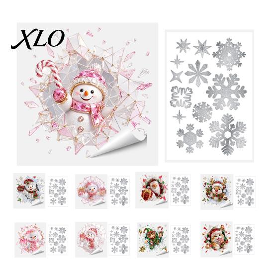 Living Room Christmas Accents 2Pcs Stained Glass Style Window Clings, Double?Sided Printed Xmas Static No Residue Wall Stickers Decals, Snowman