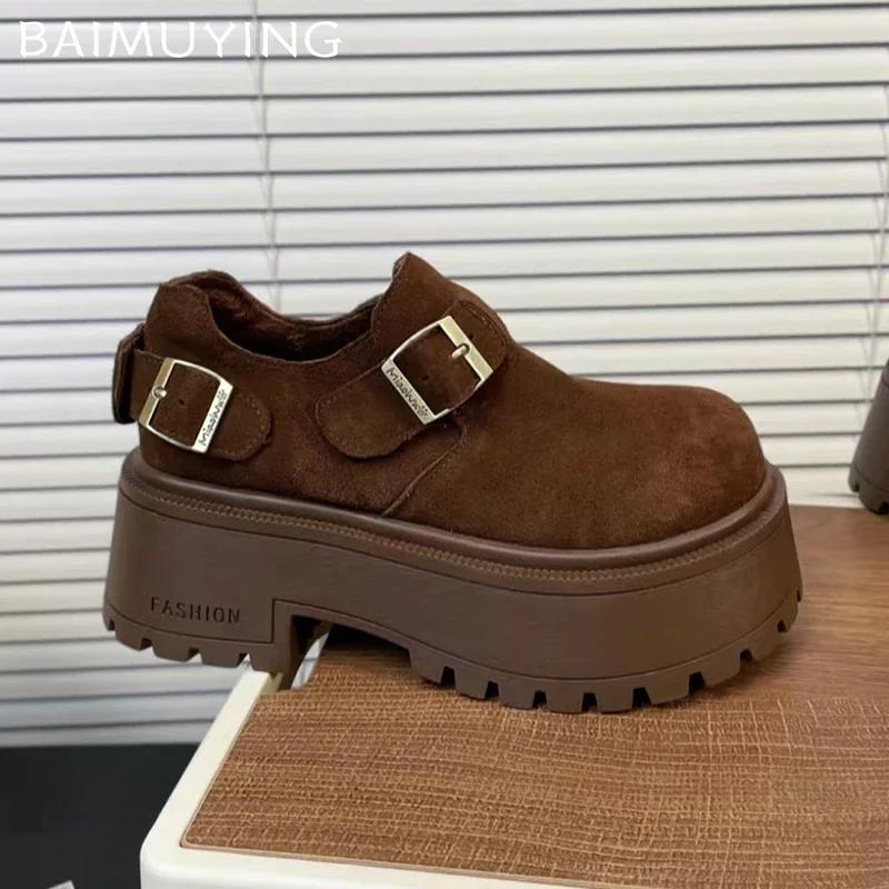 Замшевые женские туфли-лоферы на платформе, кроссовки на плоской подошве, повседневная обувь для женщин, зимние новые брендовые удобные ботильоны для ходьбы, Botas De Mujer