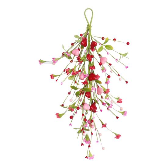 Сваг Сердце-Капля ко Дню Святого Валентина для Входной Двери Искусственные Красные Розовые Ягоды в Форме Сердца Сваг Венок для Свадьбы Рождественской Вечеринки Сада Патио