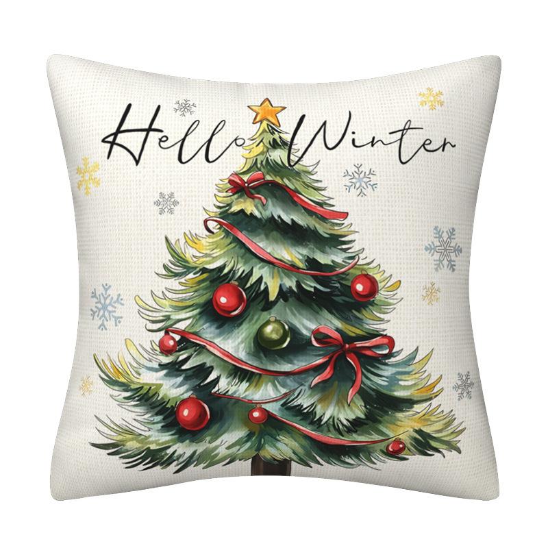 New Christmas Pillowcase Living Room Decoration Striped Snowflake Pillowcase Winter Farm Sofa Pillowcase