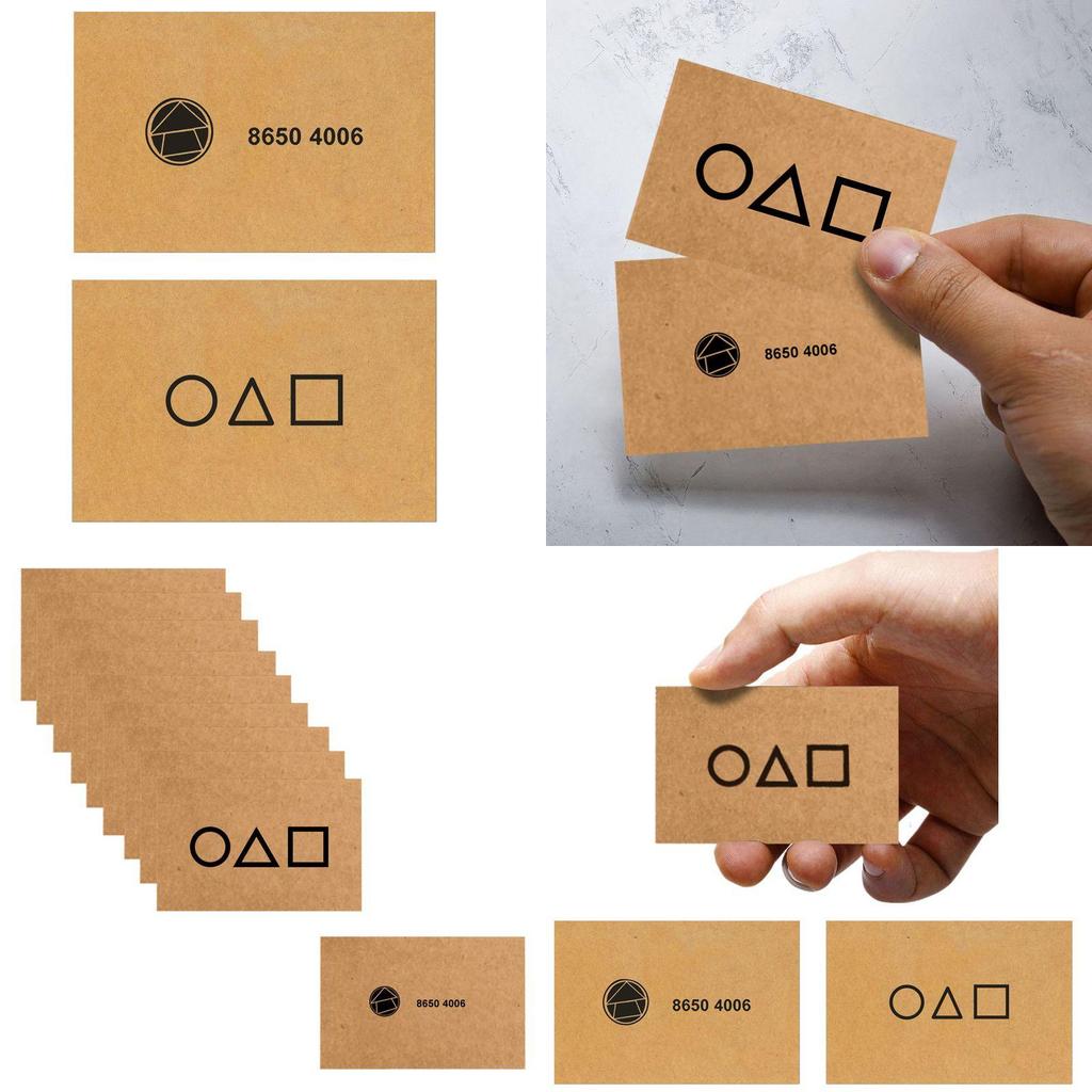 Набор культовых пригласительных карточек «Игра в кальмара» для фанатов с символами квадрат, треугольник, круг