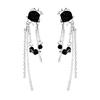 1 пара темных стильных серег с шипами и розами, металлическая цепочка с кисточками и стразами, висячие серьги-гвоздики, ювелирные изделия, подарок
