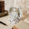 Маленькая фигурка ангела, Фигурка из смолы, Крылатая фея, Скульптура, Половина тела, С золотой отделкой, Матовый теплый белый, Декор для стола, Полки в спальне, Подарок, Женщинам