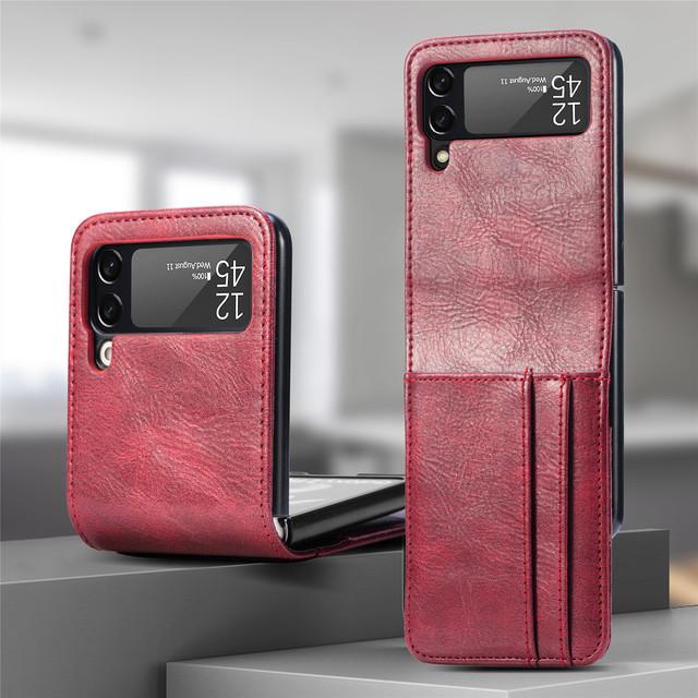 Кожаный чехол-кошелек с держателем для карт для Samsung Galaxy Z Flip 3 Flip4 5g Flip 4 Flip3, противоскользящий матовый простой чехол для телефона