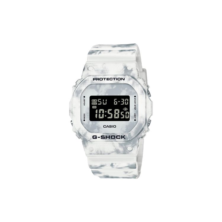 Casio G-Shock Серия Snow Camouflage Квадратные Водонепроницаемые Ударопрочные Для активного отдыха Кварцевый механизм Ремешок из смолы Мужские часы Белые DW-5600GC-7PR