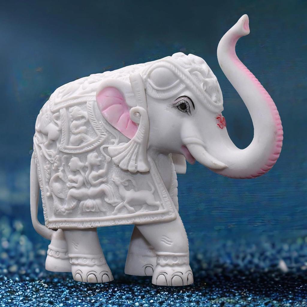 Статуэтка Белый Слон Большого размера из мраморной смолы, эстетичная декоративная вещь для дома, 6-дюймовый декор слона для дома